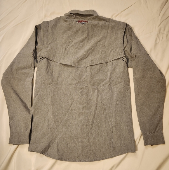 Sportchief Cyril men's small grey outdoors vented long-sleeved button-down shirt - Picture 5 of 8